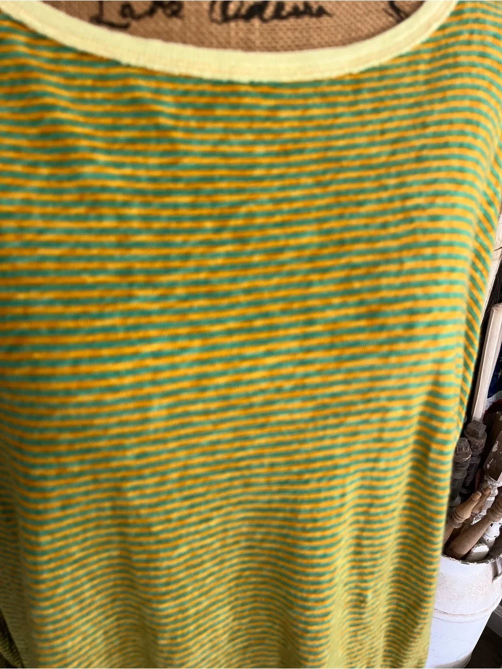 Free People We The Free Veronica Striped Tee in Lime/Chartreuse combo